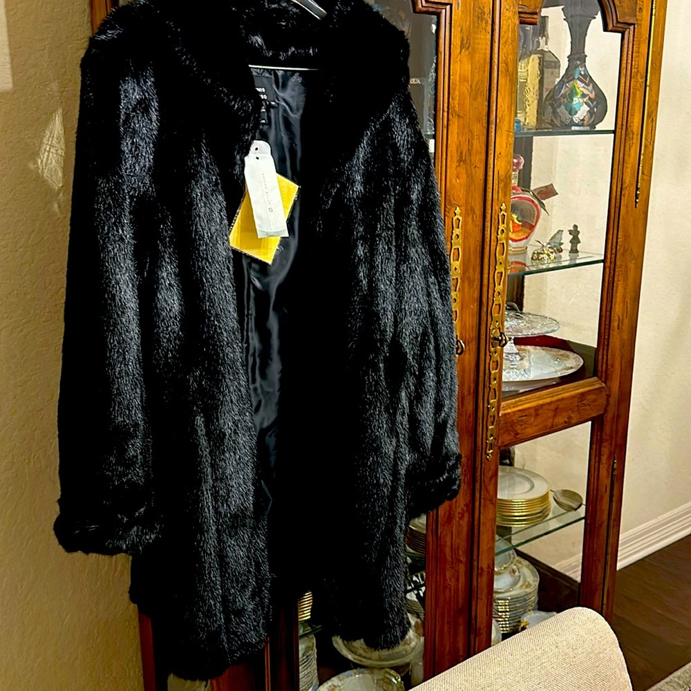 Brand new - has button covered - and tags! Beautiful Dennis Basso black fur coat